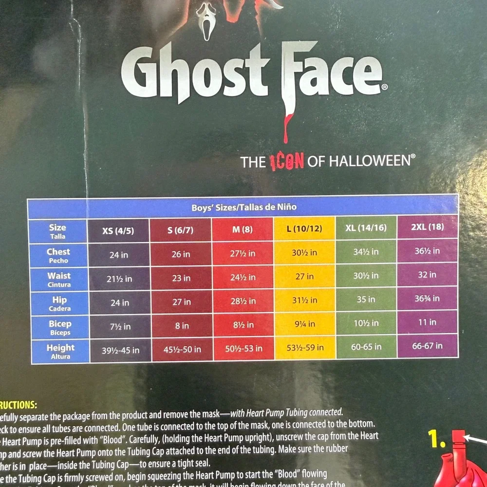 Fun World Ghost Face Bleeding Costume Kids Size L 10-12 Scream Mask Robe Gloves
